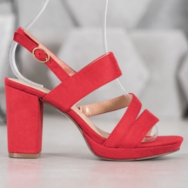 SHELOVET Sandales à talons en daim rouge 2