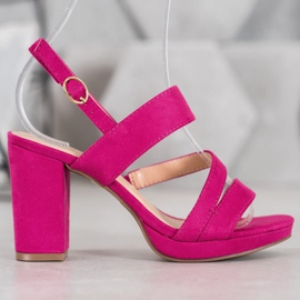 SHELOVET Sandales à talons en daim rose 2