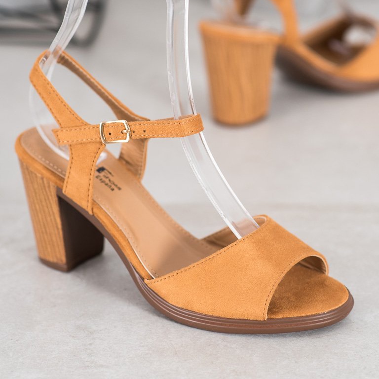 SHELOVET Sandales en daim camel brun 1