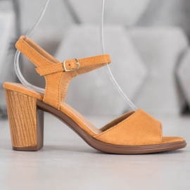 SHELOVET Sandales en daim camel brun 2