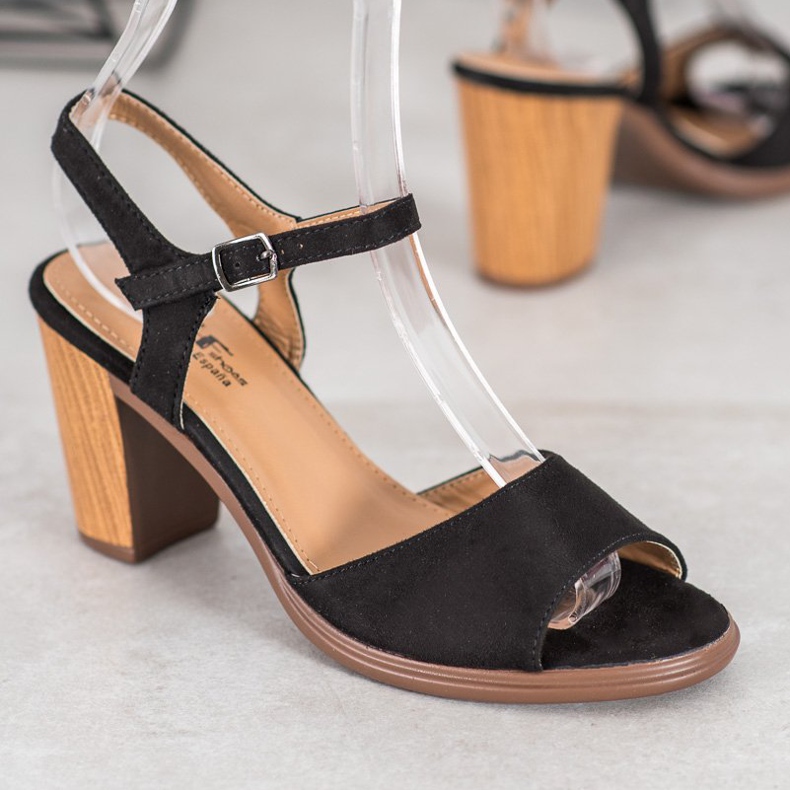 SHELOVET Sandales en daim noires 1