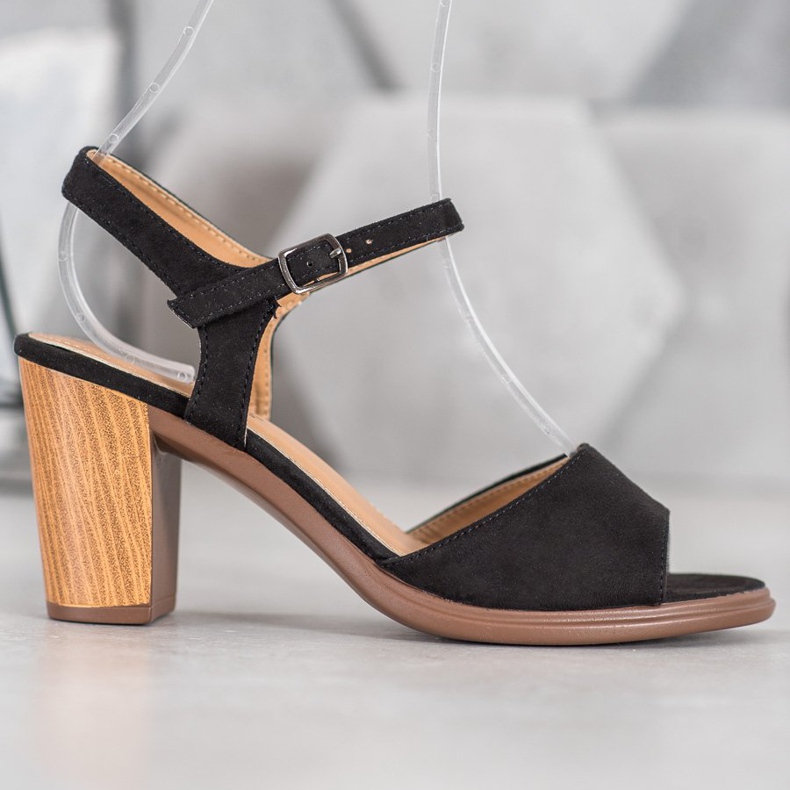 SHELOVET Sandales en daim noires 2