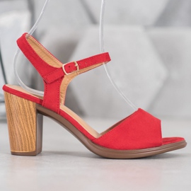 SHELOVET Sandales en daim rouges 2