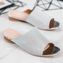 SHELOVET Pantoufles Élégantes À Paillettes gris 1