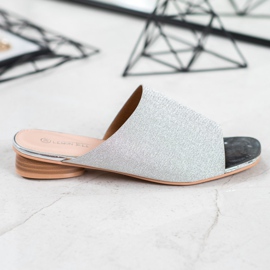 SHELOVET Pantoufles Élégantes À Paillettes gris 2