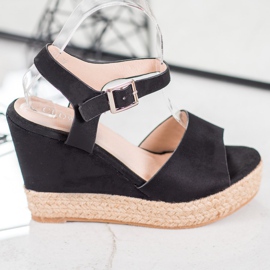 Clowse Sandales noires sur un haut compensé le noir 2