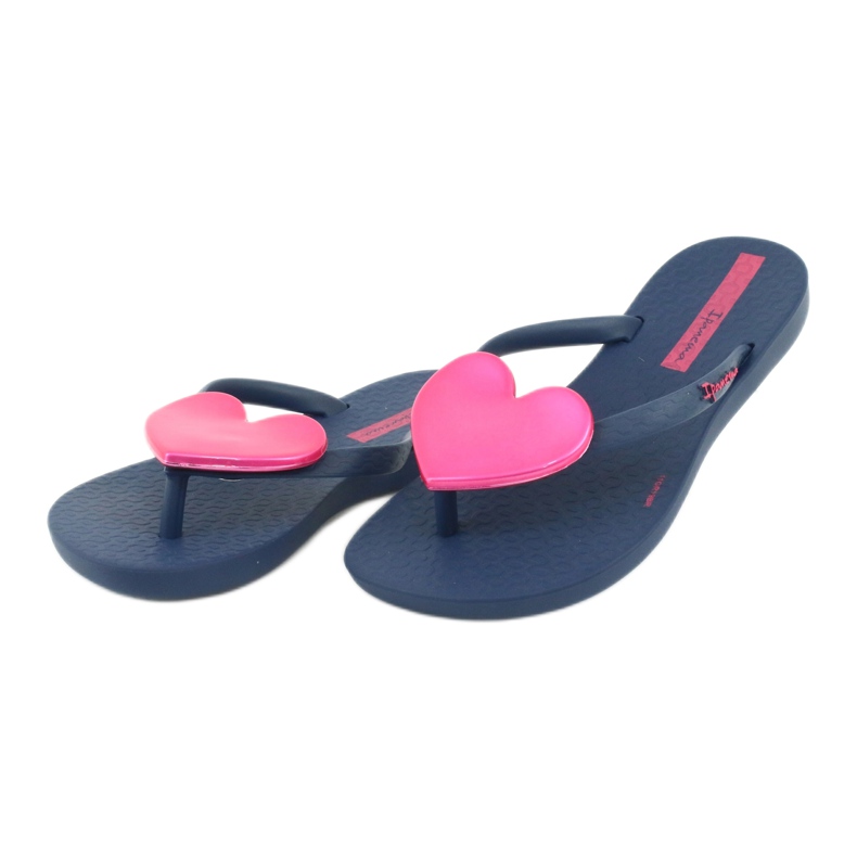 Ipanema Flip bleu marine des filles -flops avec un cœur rose d'ipanème 2