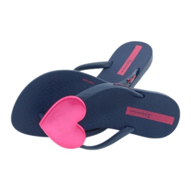 Ipanema Flip bleu marine des filles -flops avec un cœur rose d'ipanème 4