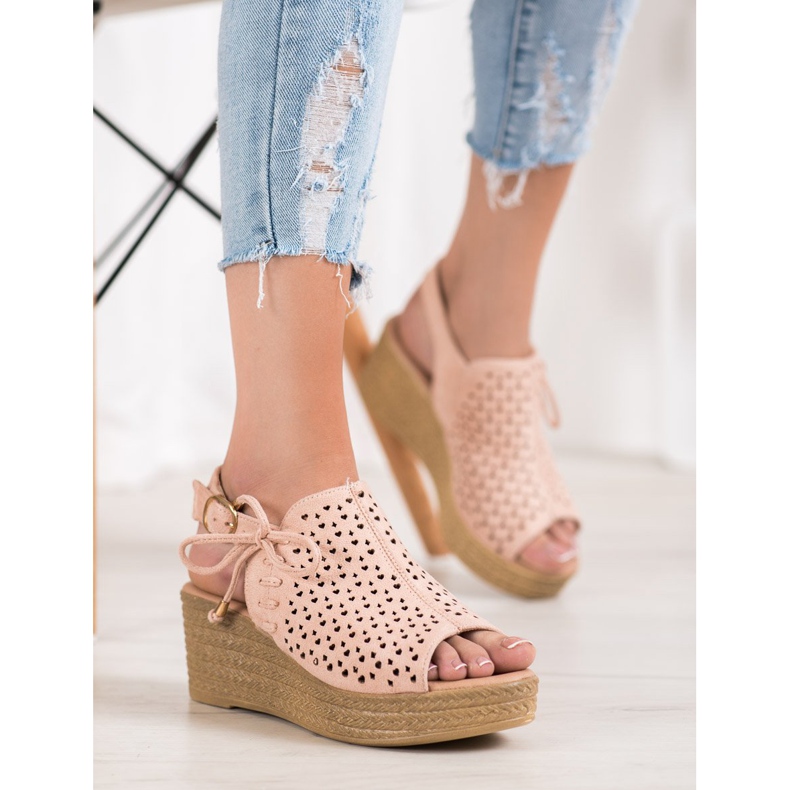 Small Swan Sandales ajourées confortables rose 1