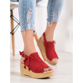 Small Swan Sandales ajourées confortables rouge 1