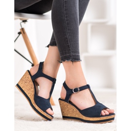 GOLL Chaussures compensées en daim bleu 4