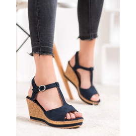 GOLL Chaussures compensées en daim bleu 5