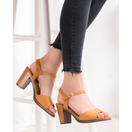 SHELOVET Sandales en daim camel brun 4