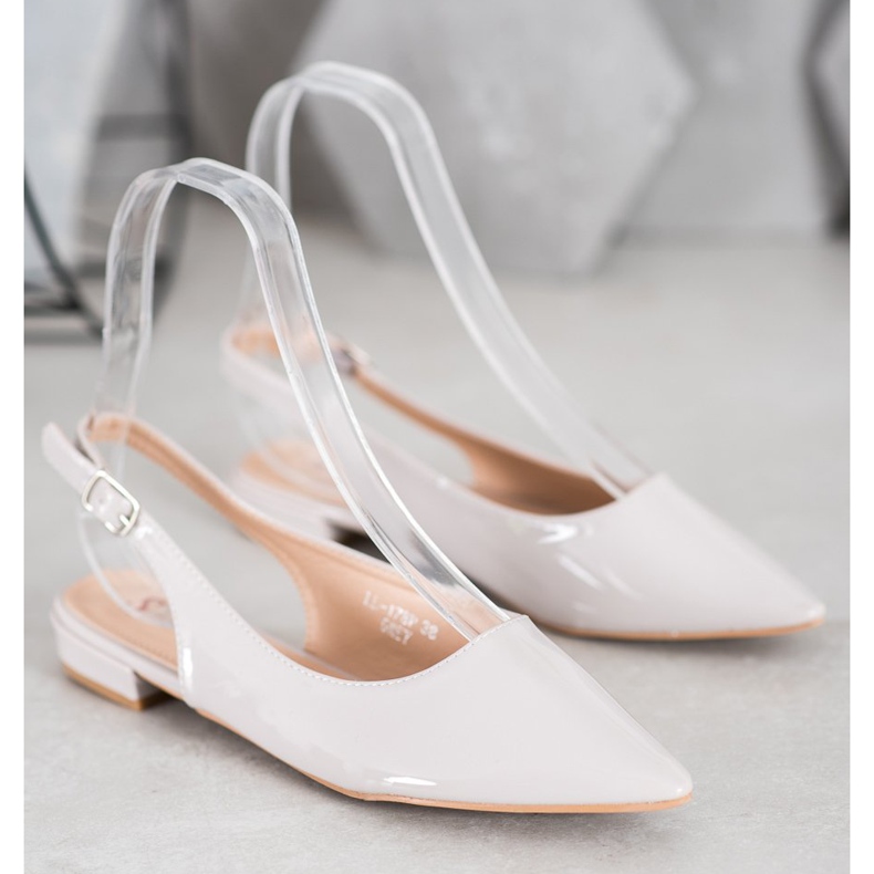 Seastar Escarpins en cuir verni à talon apparent gris 1 Seastar Escarpins en cuir verni à talon apparent gris 1