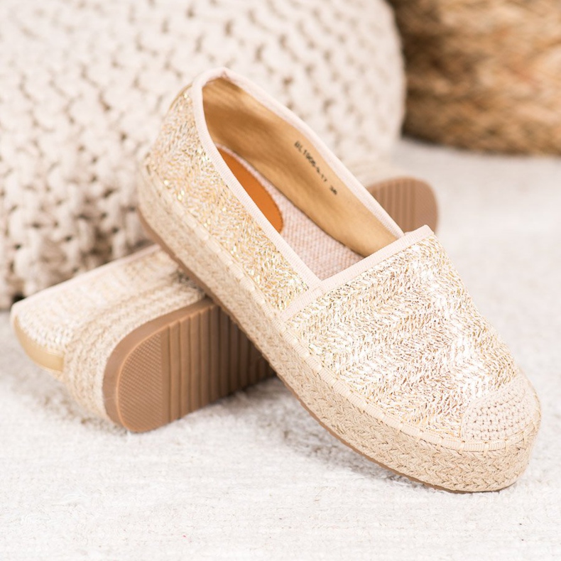 SHELOVET Espadrilles Tressées Sur La Plateforme jaune 1
