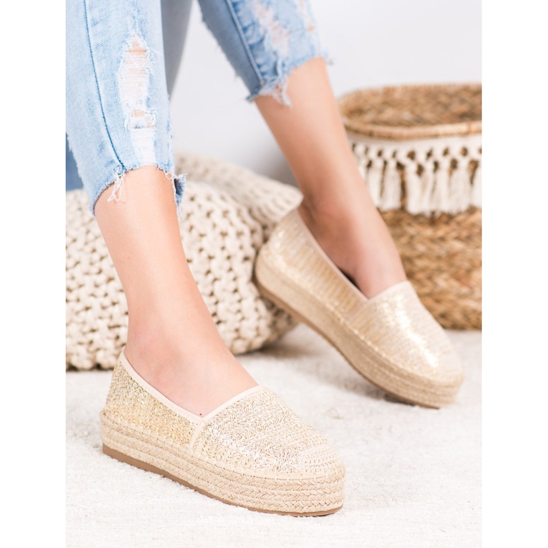 SHELOVET Espadrilles Tressées Sur La Plateforme jaune 2