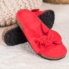 SHELOVET Pantoufles En Daim Sur La Plateforme rouge 1