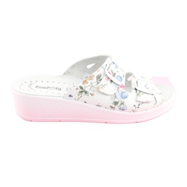 Chaussons compensés femme Comfooty Mia Flowers blanc multicolore 4