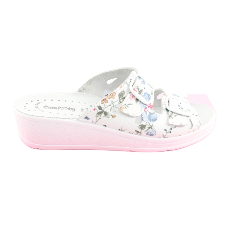 Chaussons compensés femme Comfooty Mia Flowers blanc multicolore 4