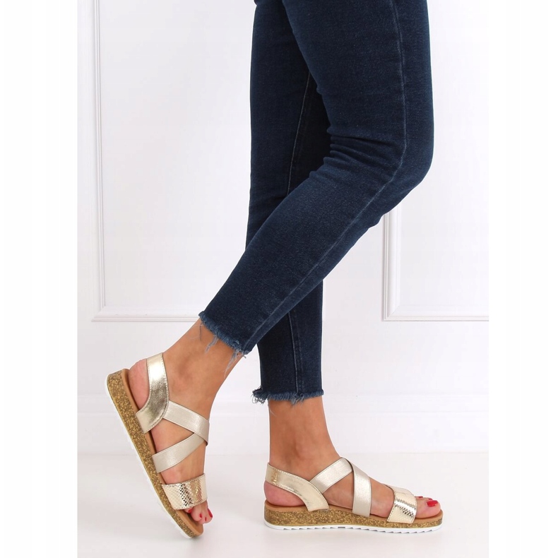 AM042 Sandales dorées pour femmes d'or 1