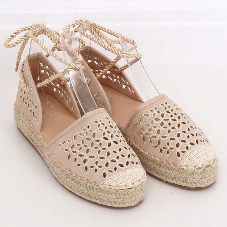 Espadrilles nouées avec une cheville beige G1573 Beige 1 Espadrilles nouées avec une cheville beige G1573 Beige 1