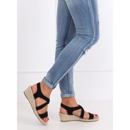 Sandales noires sur des espadrilles compensées noir S-823 Noir le noir 4
