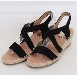 Sandales noires sur des espadrilles compensées noir S-823 Noir le noir 1