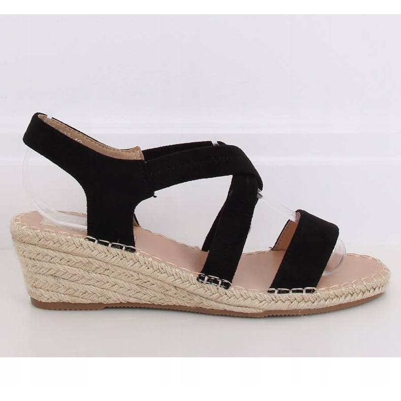Sandales noires sur des espadrilles compensées noir S-823 Noir 2