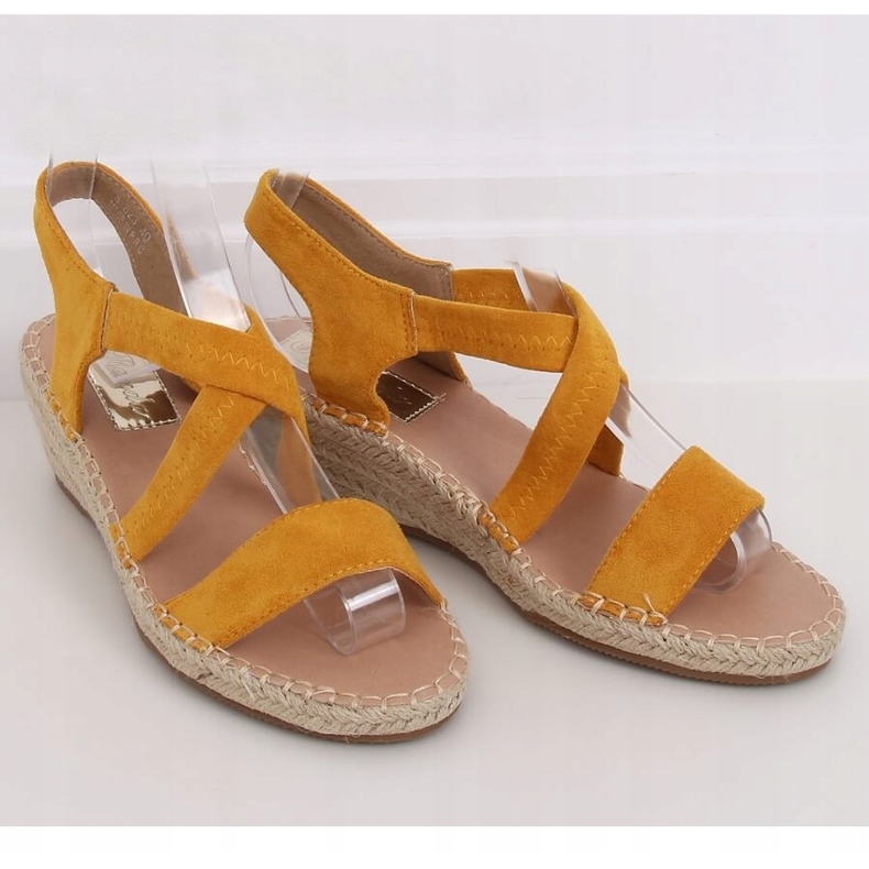 Sandales compensées espadrilles miel S-823 Jaune 1