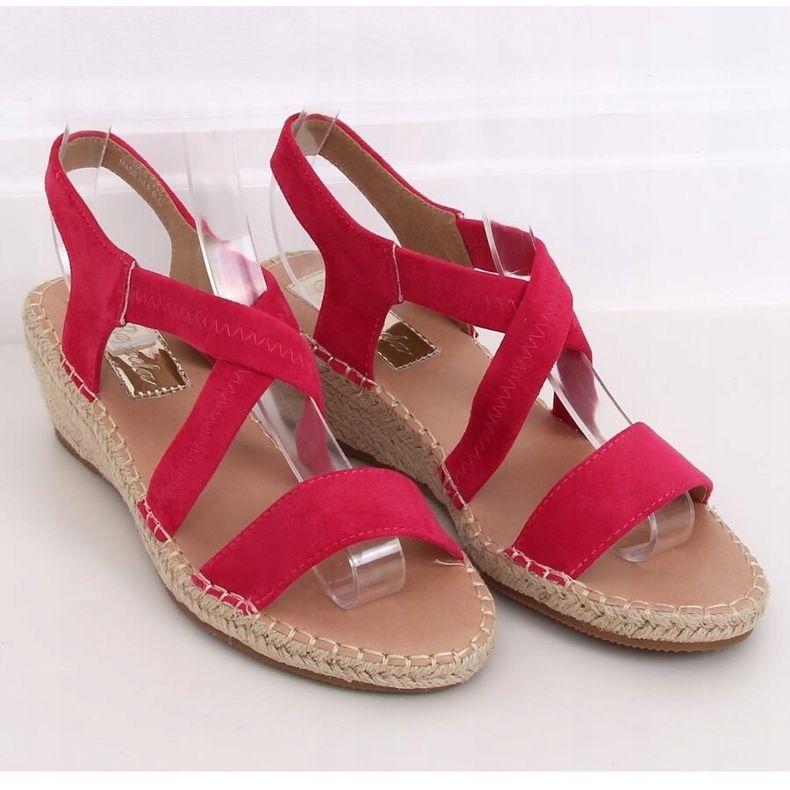 Sandales compensées fuchsia espadrilles S-823 Fushia rose 1