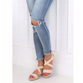 Sandales beiges sur espadrilles compensées S-823 Beige 3
