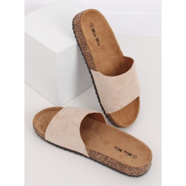 Beige PA-354 Chaussons semelle liège beige 1