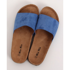 Bleu PA-354 Chaussons semelle liège bleu 1