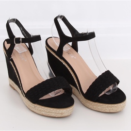 Espadrilles noires sur compensées, noir 100-937SC-1 Noir 1