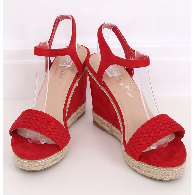 Espadrilles compensées rouge 100-937SC-1 Rouge 1