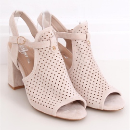 Sandales à talons ajourées beiges LL79 Beige 1