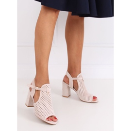 Sandales à talons ajourées beiges LL79 Beige 3