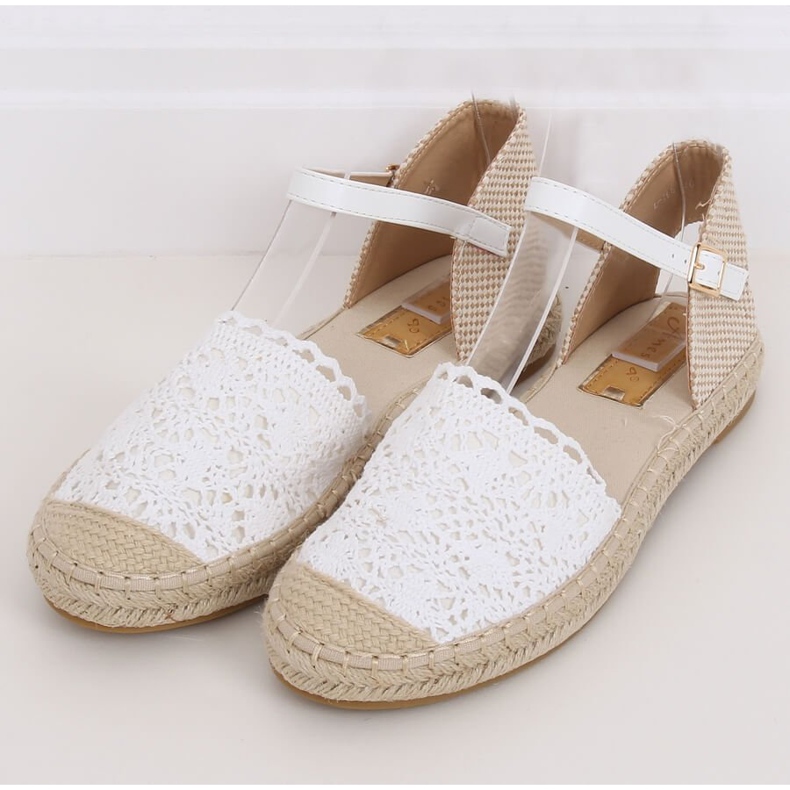 Espadrilles blanches en dentelle L-1067 Blanc 1