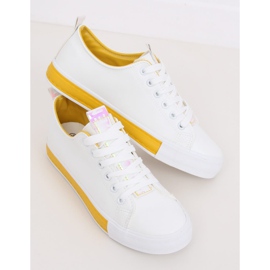 Baskets blanches pour femmes CC-17 Jaune 2