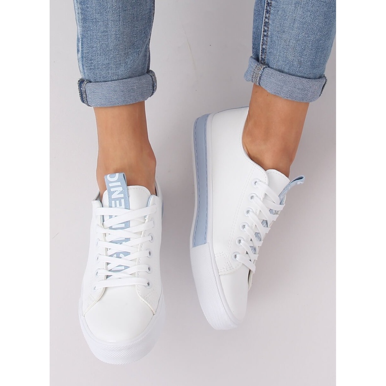 Baskets blanches pour femmes CC-17 Bleu 1