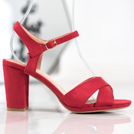 SHELOVET Sandales rouges avec daim 3