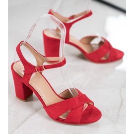 SHELOVET Sandales rouges avec daim 4