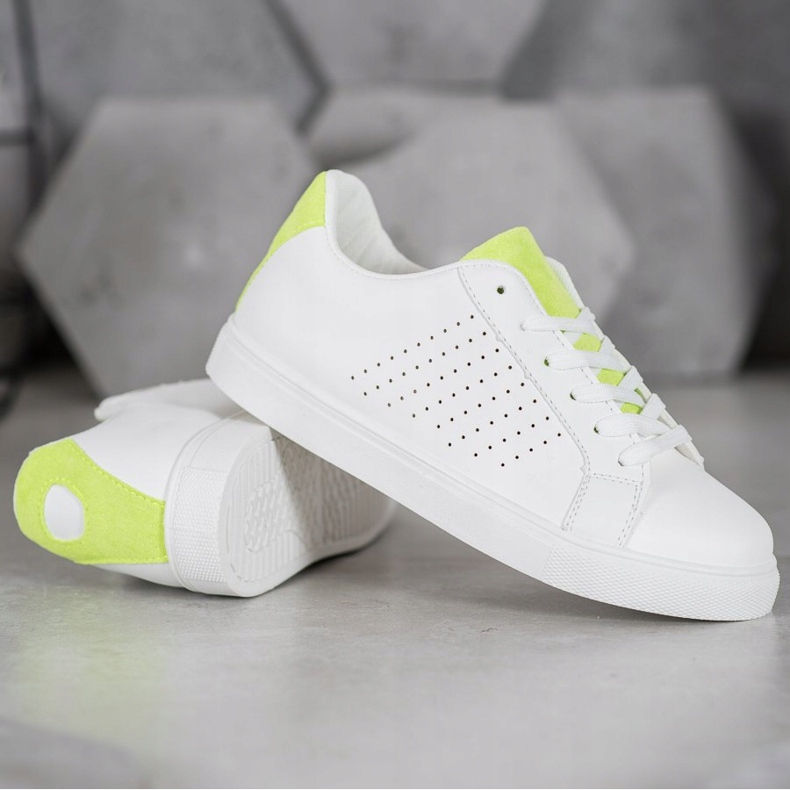 SHELOVET Chaussures blanches avec empiècements en daim 1