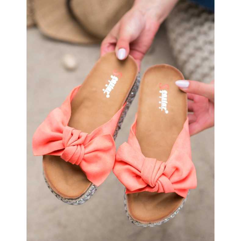 Seastar Pantoufles En Daim Avec Plate-Forme Décorative rouge orange 1