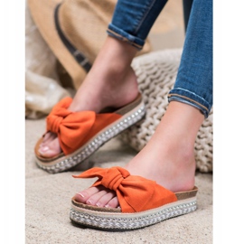 Seastar Pantoufles En Daim Avec Plate-Forme Décorative orange 1