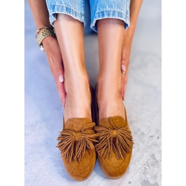 BM Mocassins femme à franges camel T357P Camel brun 2