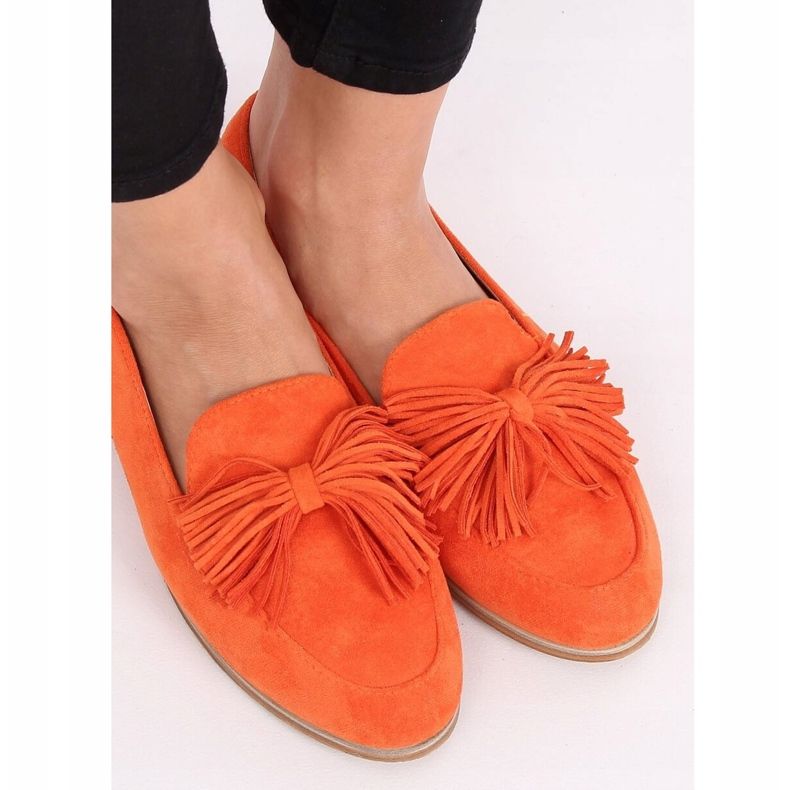 Mocassins femme orange à franges T357P Orange 2