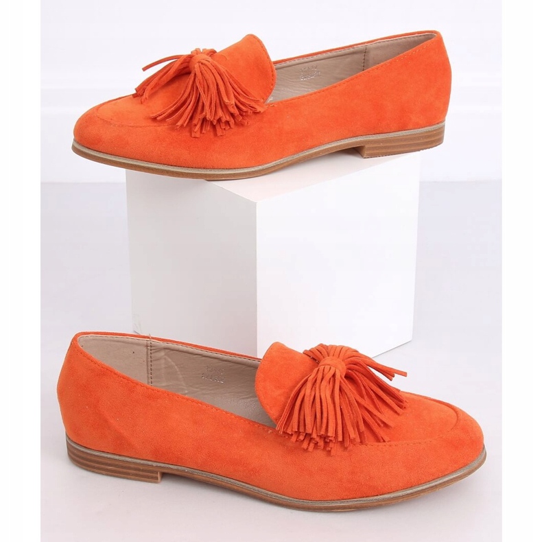 Mocassins femme orange à franges T357P Orange 1