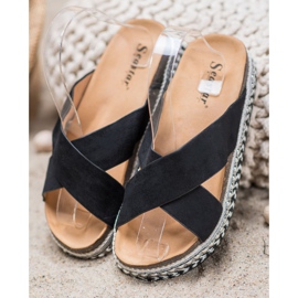 Seastar Pantoufles confortables sur la plate-forme le noir 1