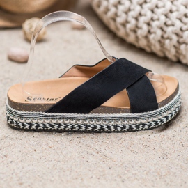Seastar Pantoufles confortables sur la plate-forme le noir 4